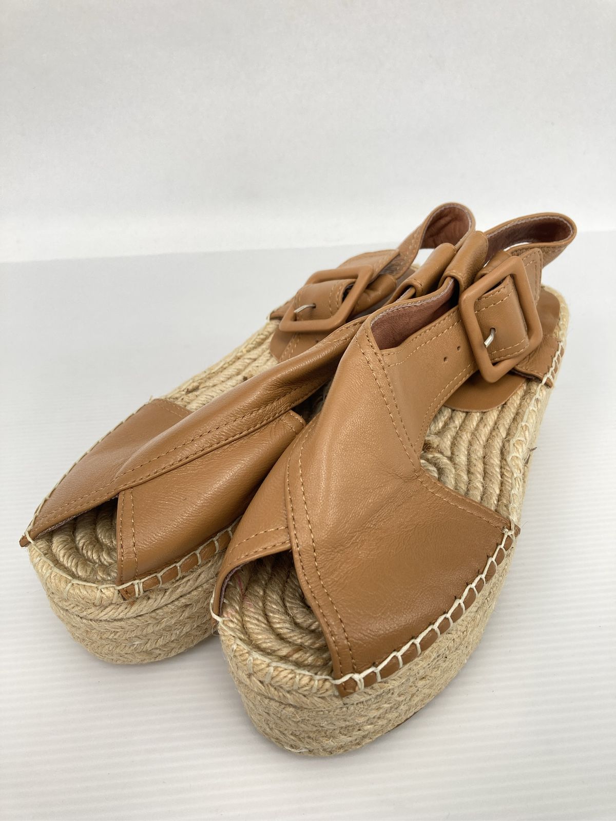 CELINE セリーヌ サンダル 36 ブラウン 麦わら・ストロー 無地