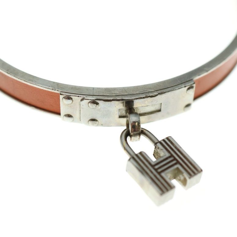 HERMES (エルメス) Hカデナ バングル ブレスレット シルバー×オレンジ