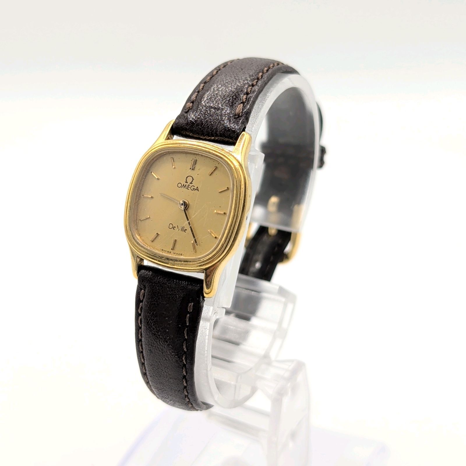 OMEGA DE VILLE Watch Quartz Ladies Round Gold Gold dial Push Crown 