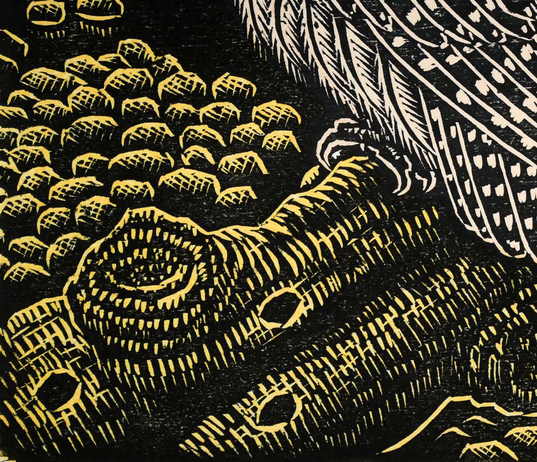 手島 圭三郎「しまふくろう流木」木版画・限定サイン入り 絵本作家