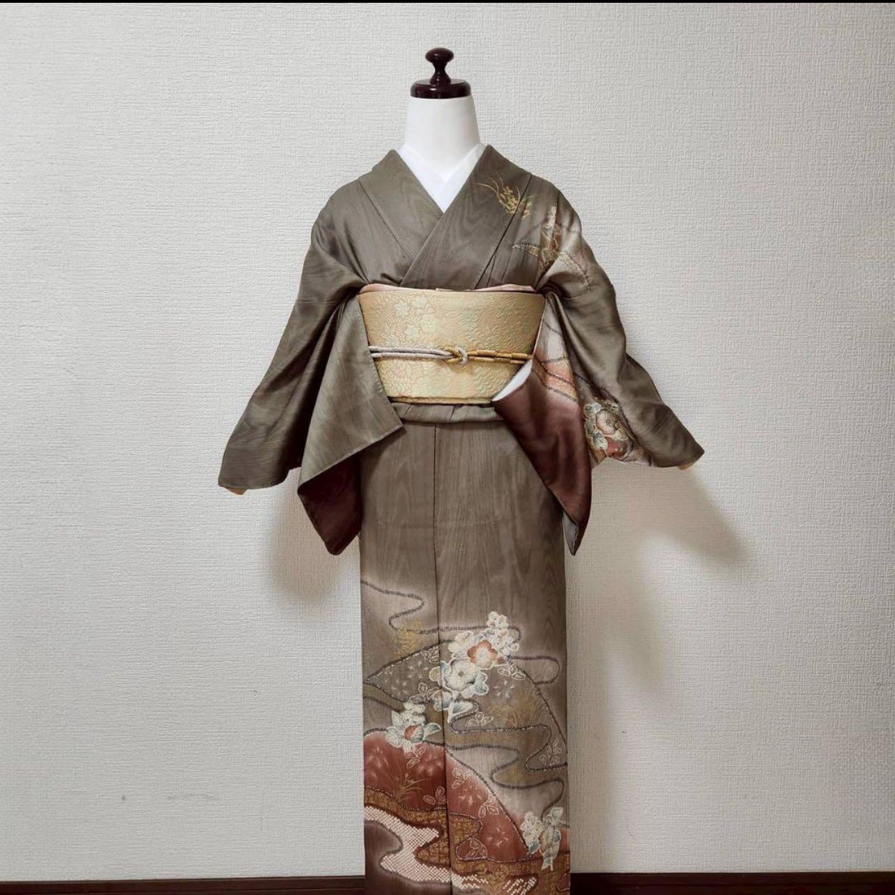 袷 正絹 辻が花 訪問着 フルセット 4点 S〜M 未使用近い 美品 カ②-4