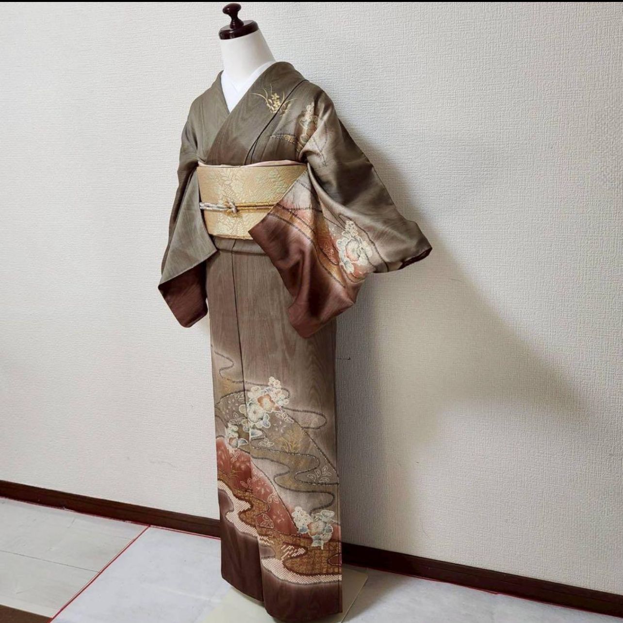 袷 正絹 辻が花 訪問着 フルセット 4点 S〜M 未使用近い 美品 カ②-4