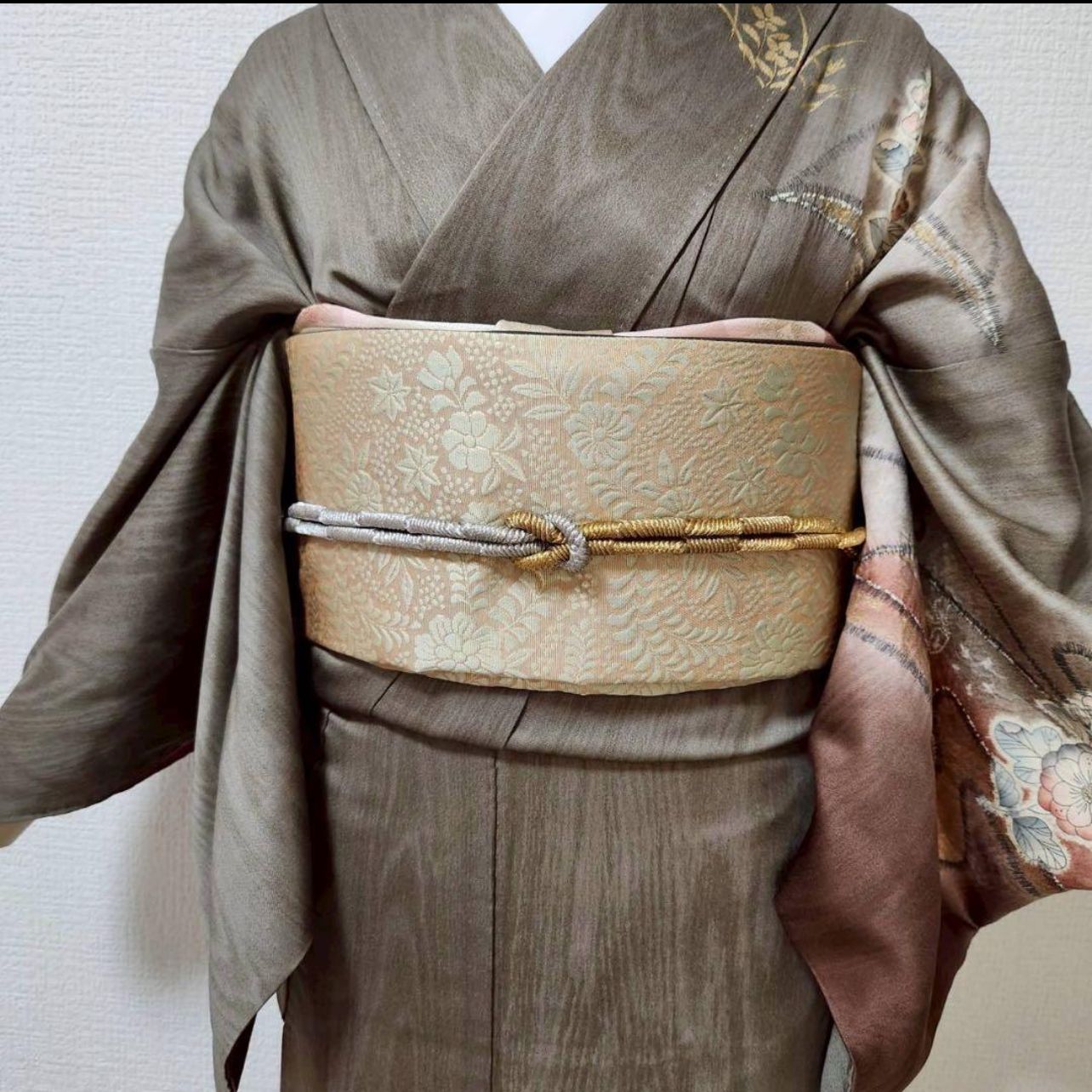 袷 正絹 辻が花 訪問着 フルセット 4点 S〜M 未使用近い 美品 カ②-4