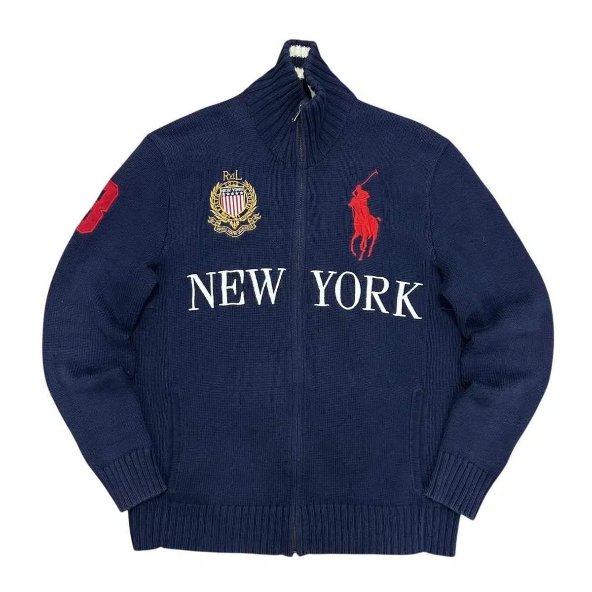 ポロ チーフキープ NEW YORK ビックポニー ニットジップアップ (S