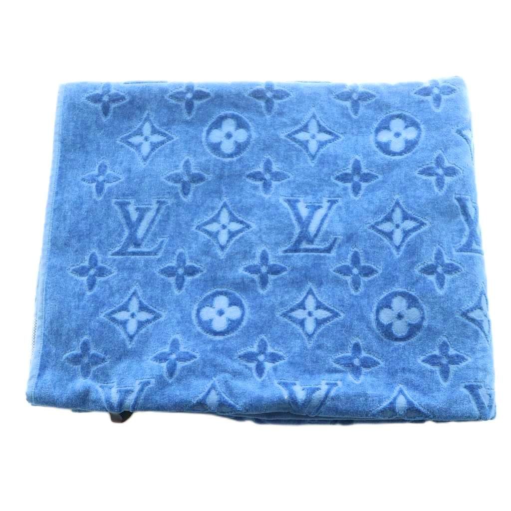 LOUIS VUITTON バスタオル 青 ルイヴィトン LOUIS VUITTON バスタオル ビーチタオル モノグラム 青