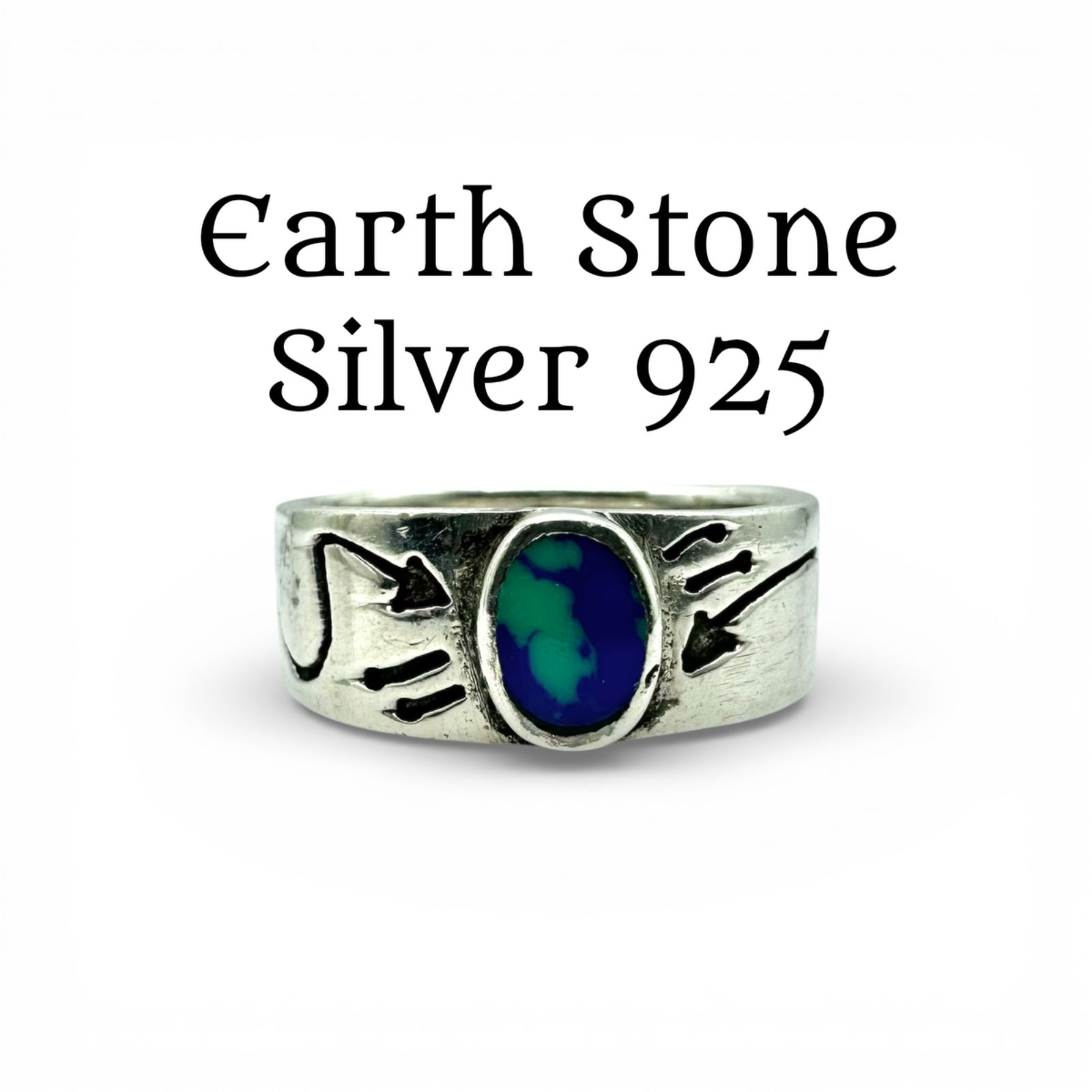 大地の断片】ブルーストーン 地球 Silver 925 刻印 80s Vintage Design 