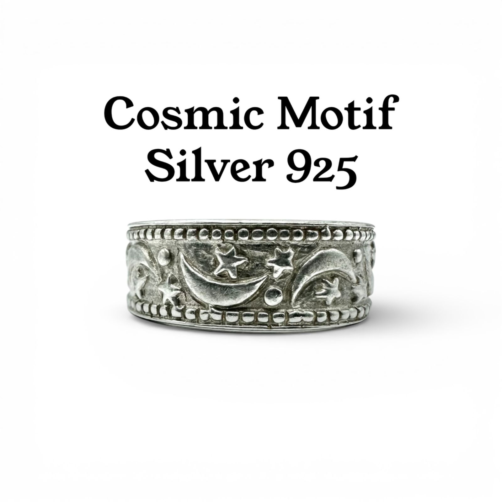 夜空を巡る】コズミック 宇宙 Silver 925 刻印 90s Vintage Design