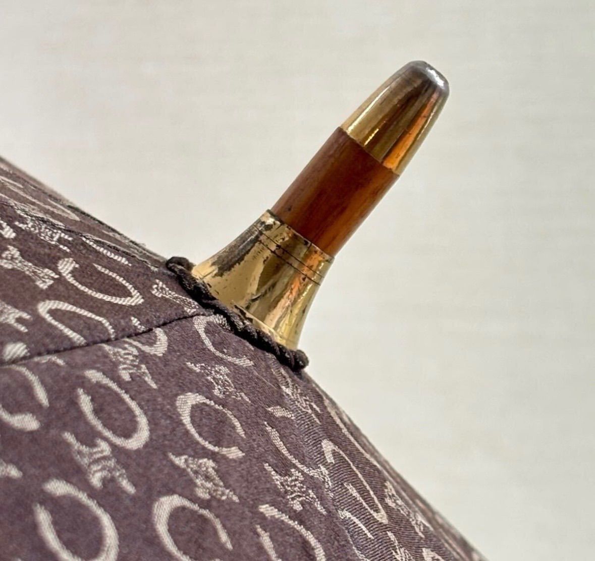 CELINE 美品 トリオンフ 日傘 長傘 ブラウン×ゴールドメタル金具