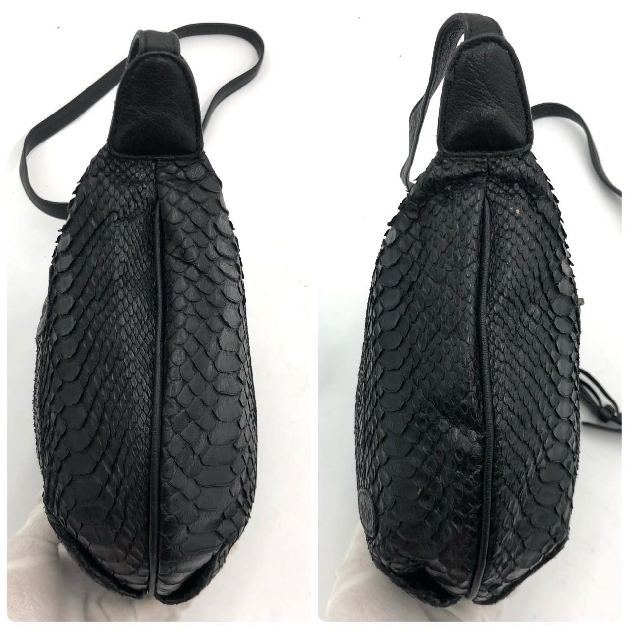 イビザ IBIZA ショルダーバッグ パイソン エキゾチックレザー 黒