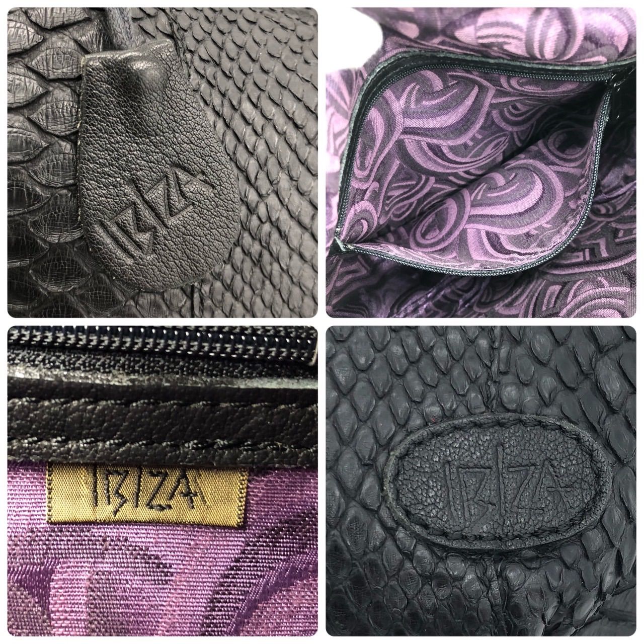 イビザ IBIZA ショルダーバッグ パイソン エキゾチックレザー 黒 