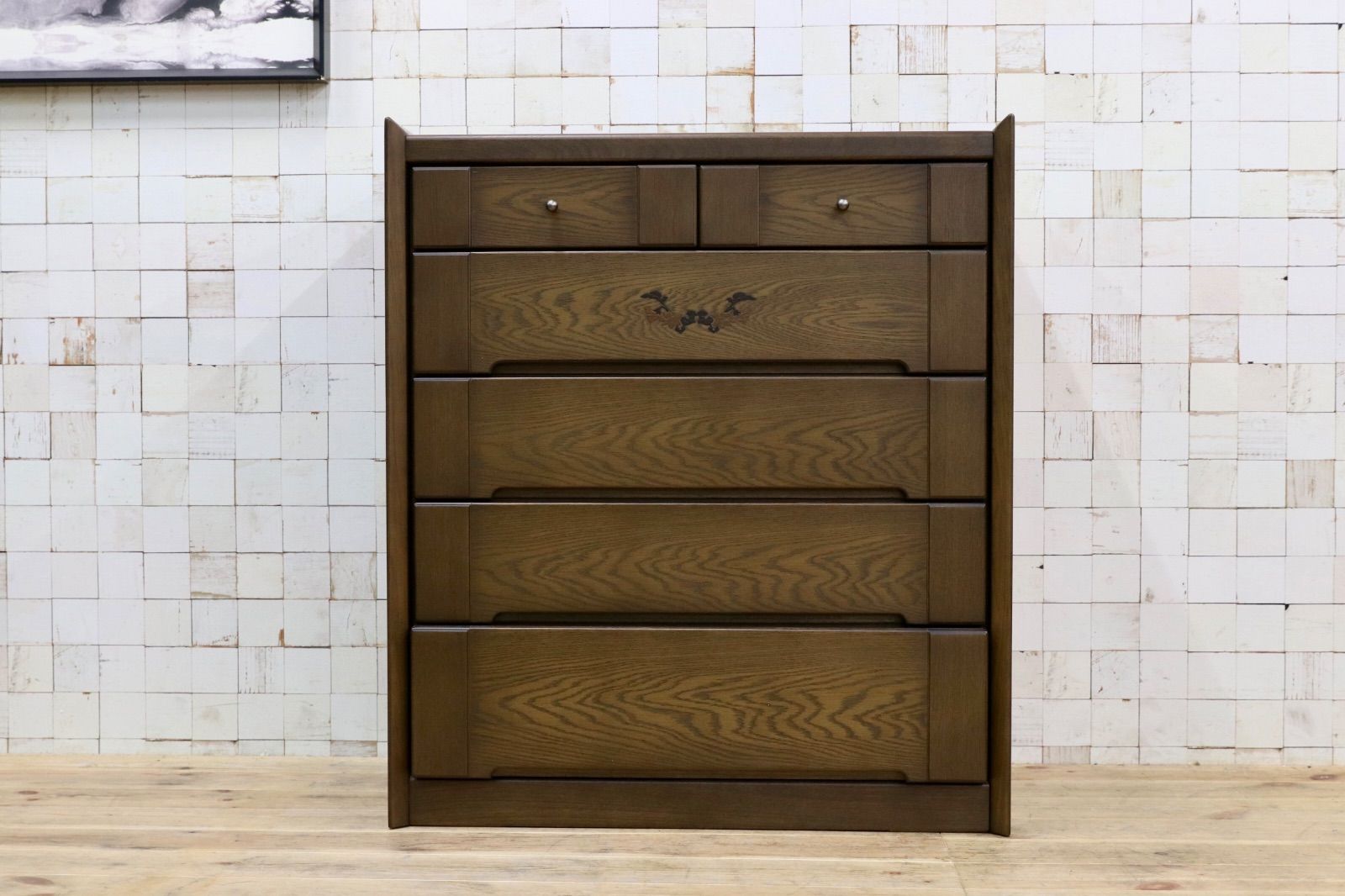 GMIK884○整理箪笥 リビングボード ダークブラウン 天然木 引出し収納