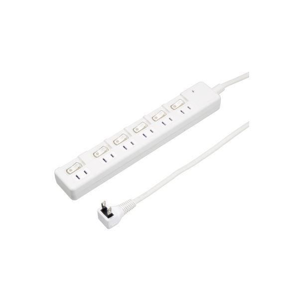 〔5個セット〕 YAZAWA 雷ガード付 6個口 節電タップ 3m ホワイト H8KS663WHX5