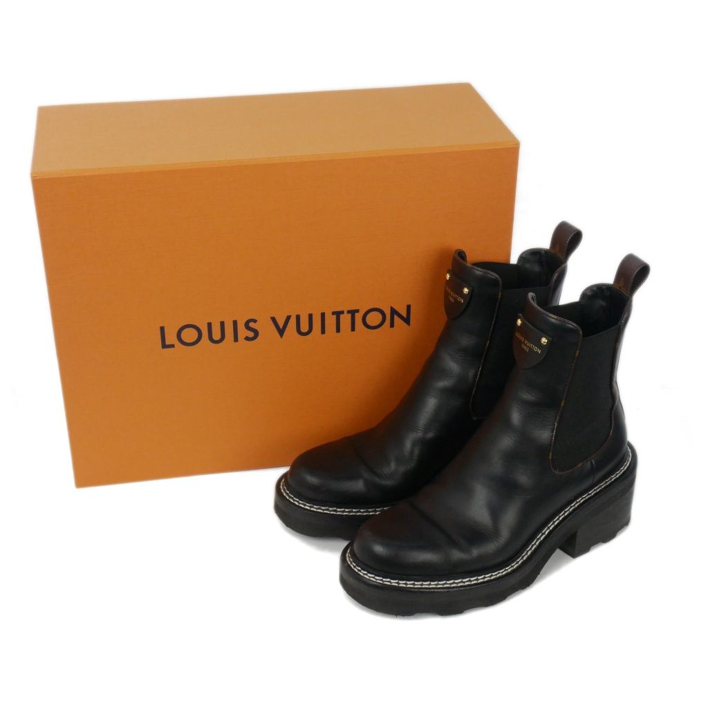 ルイヴィトン LOUIS VUITTON LV ボブール アンクルブーツ サイドゴア