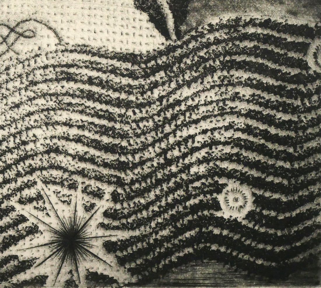 駒井 哲郎「海底の祭」メゾチント、ソフトグランド・エッチング（銅