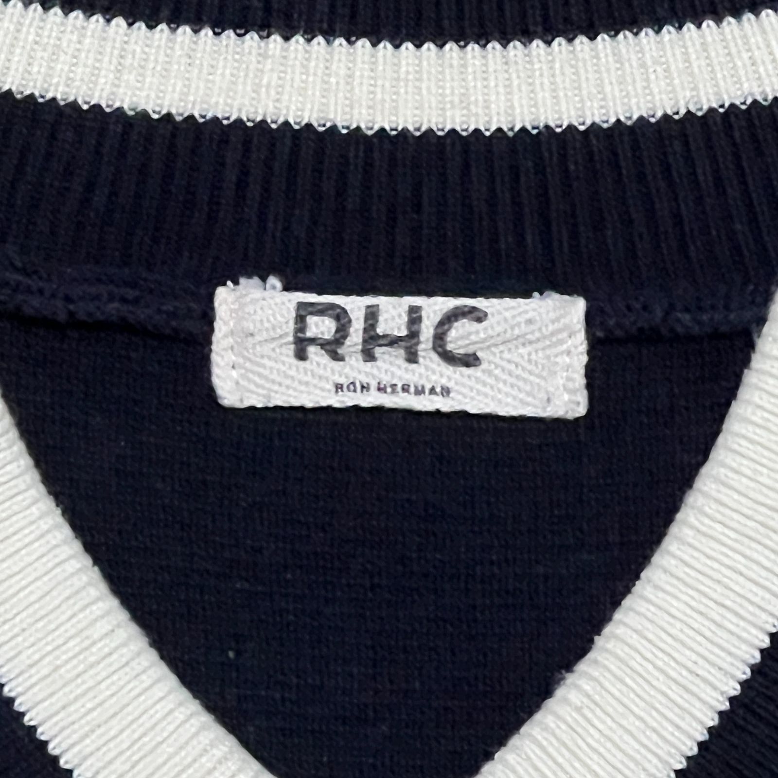 美品】RHC Ron Herman ニットスタジャン M メンズ ブラック×ホワイト