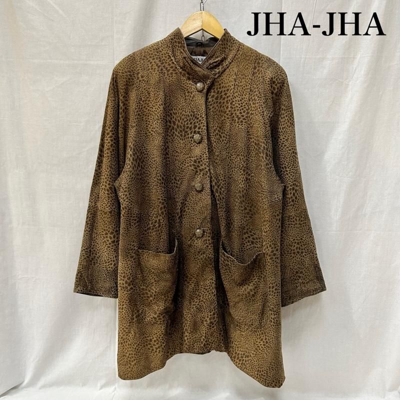 USED古着 JHA-JHA スタンドカラーコート レオパード柄 ヒョウ柄