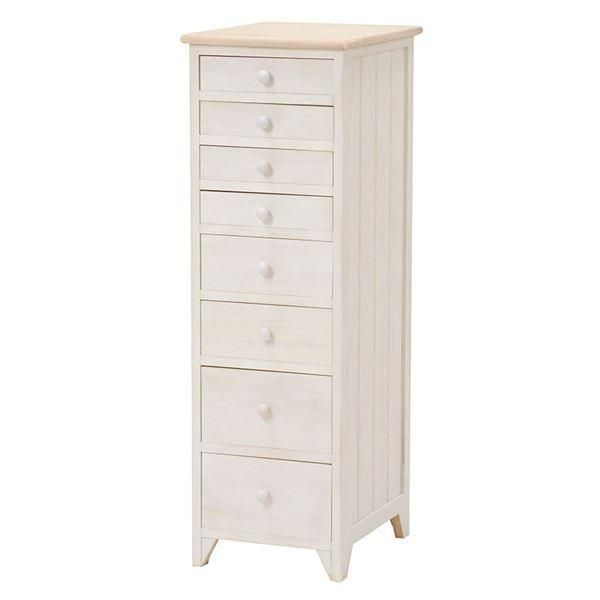 タンス 衣類収納 8段 約幅31cm アンティークホワイト 木製 桐 引き出し