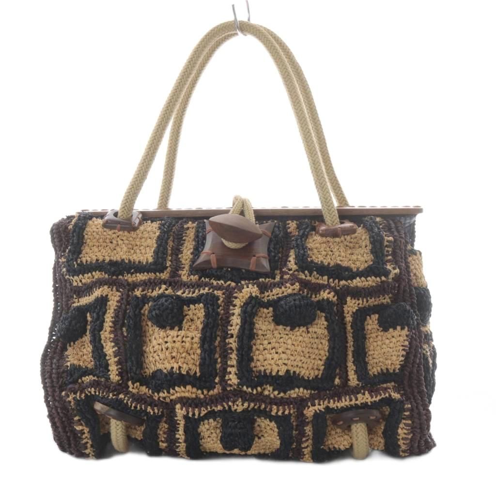 ジャマンピュエッシュ JAMIN PUECH ハンドバッグ ラフィア ベージュ