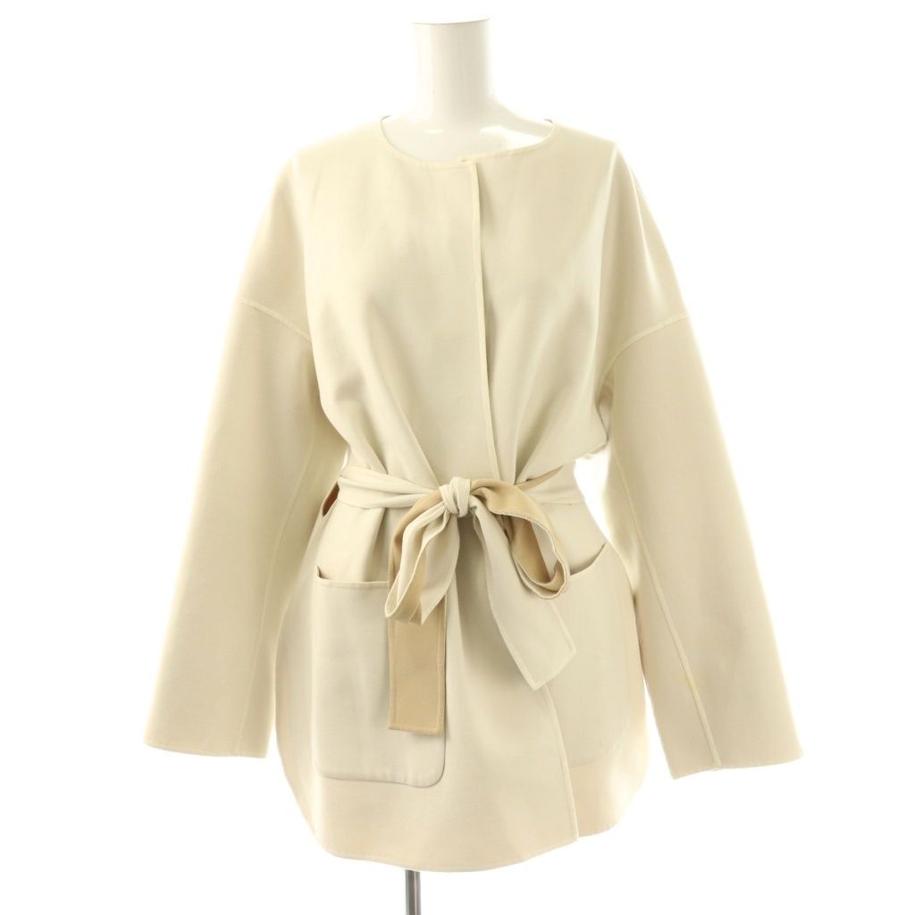 アナイ ANAYI カラーリバーケープコート ノーカラー ベルト付き 36