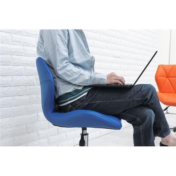 デスクチェア オフィスチェア 約幅48cm ブルー スチール キャスター