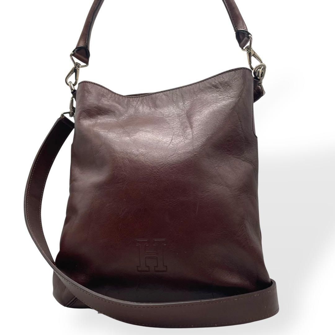 美品 HIROFU ヒロフ 2way ショルダーバッグ レザー ブラウン - メルカリ