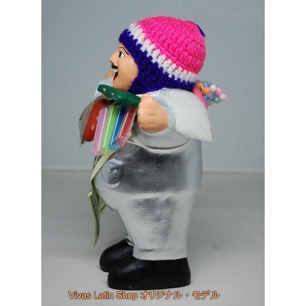 エケコ人形19cm〕 L サイズのエケコ人形 シルバー/銀色 ペルー直輸入