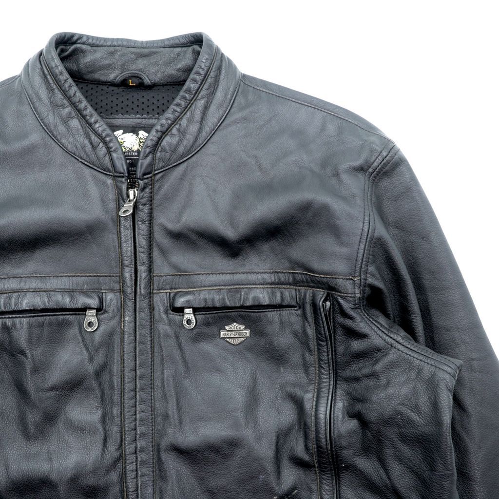 HARLEY DAVIDSON シングル ライダースジャケット L ブラック ダブル