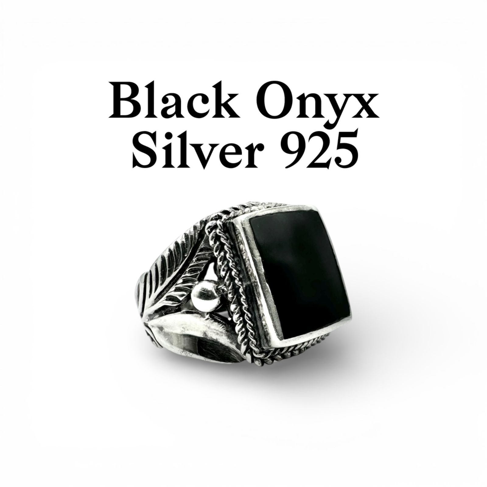 スクエアオニキス】ブラック SILVER 925 刻印 90s Vintage Design Ring