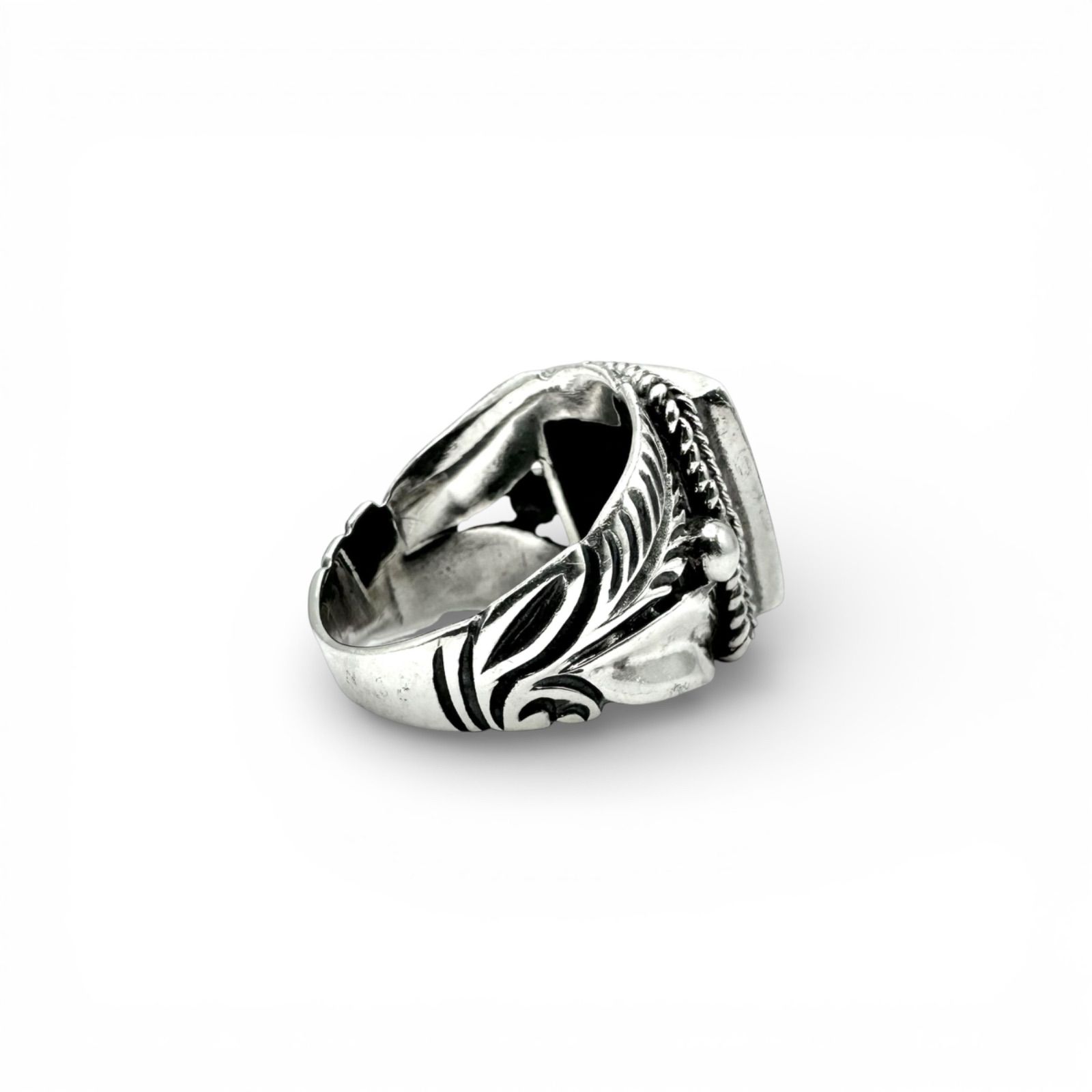 スクエアオニキス】ブラック SILVER 925 刻印 90s Vintage Design Ring