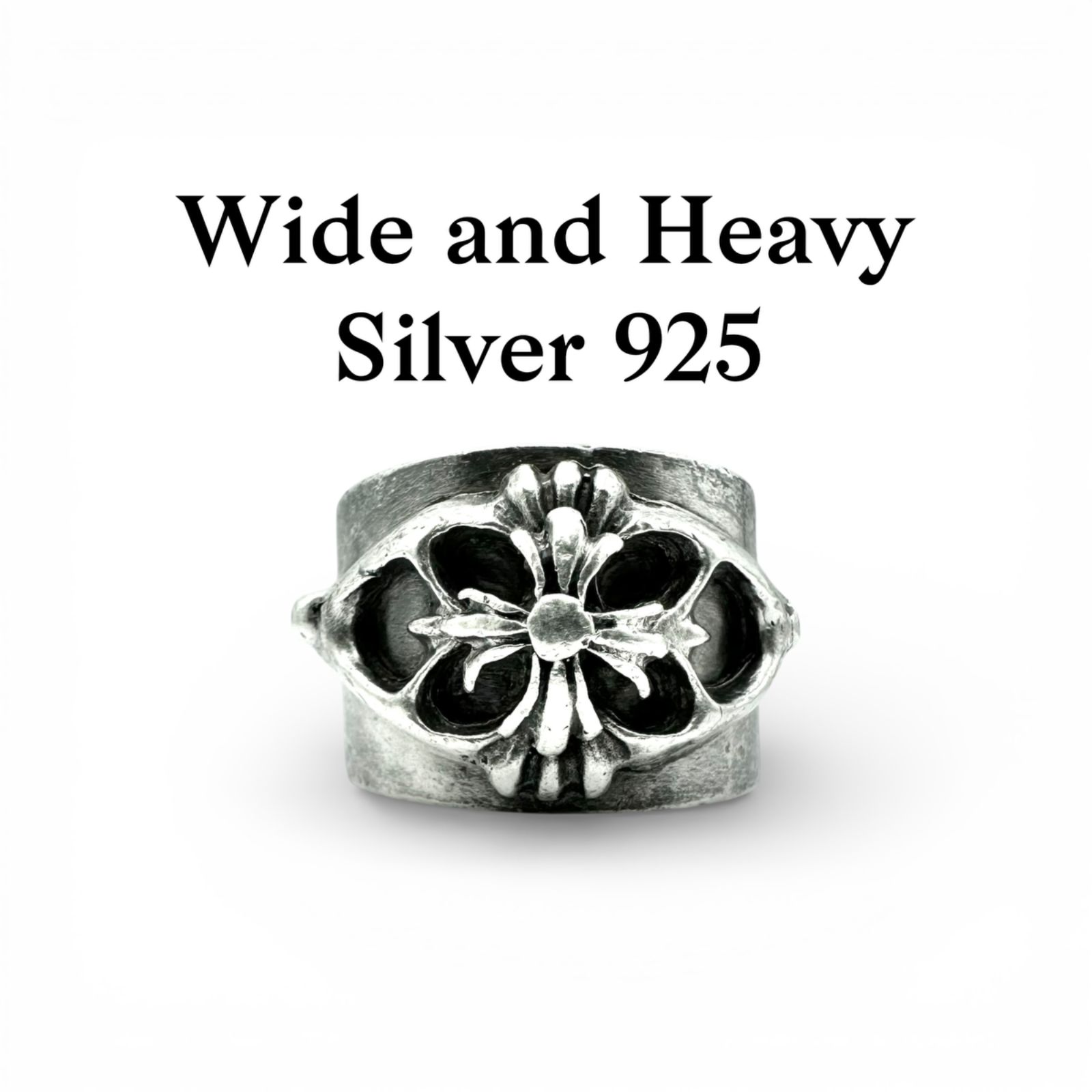 圧巻の迫力】クロス 十字架 ワイドバンド Silver 925 刻印 Design Ring