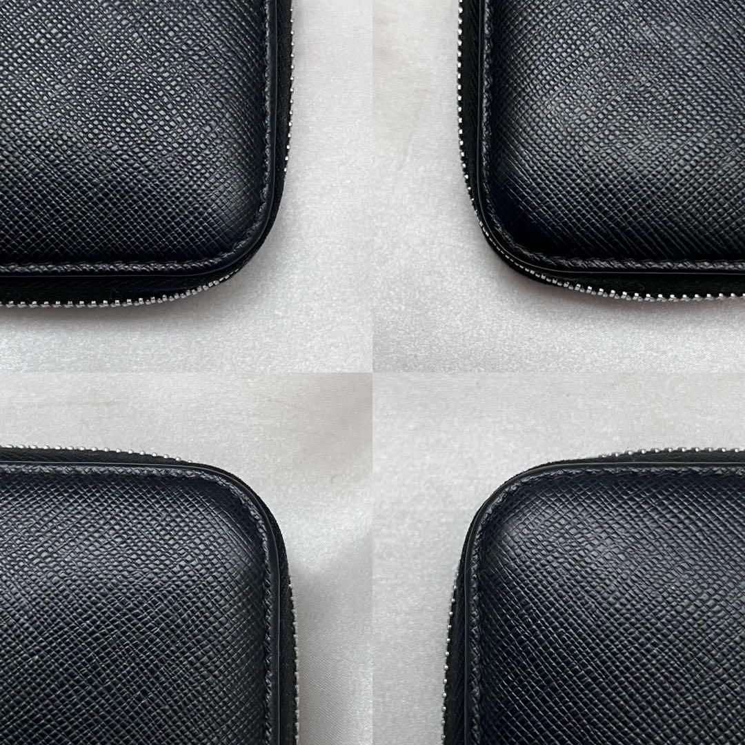 ◇極美品◇プラダ サフィアーノレザー長財布 ロゴ金具 ブラック×ピンク