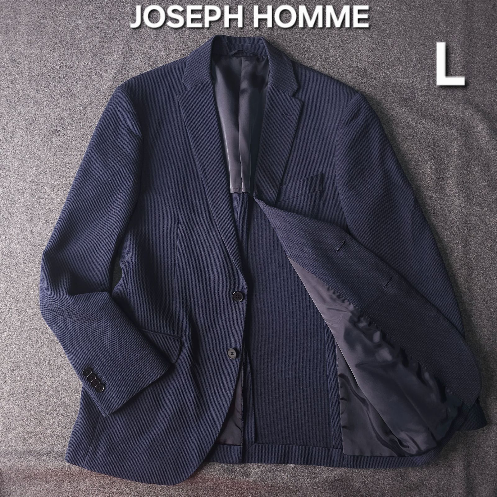 JOSEPH HOMME 48 L ネイビー ジャガード 立体織り テーラード