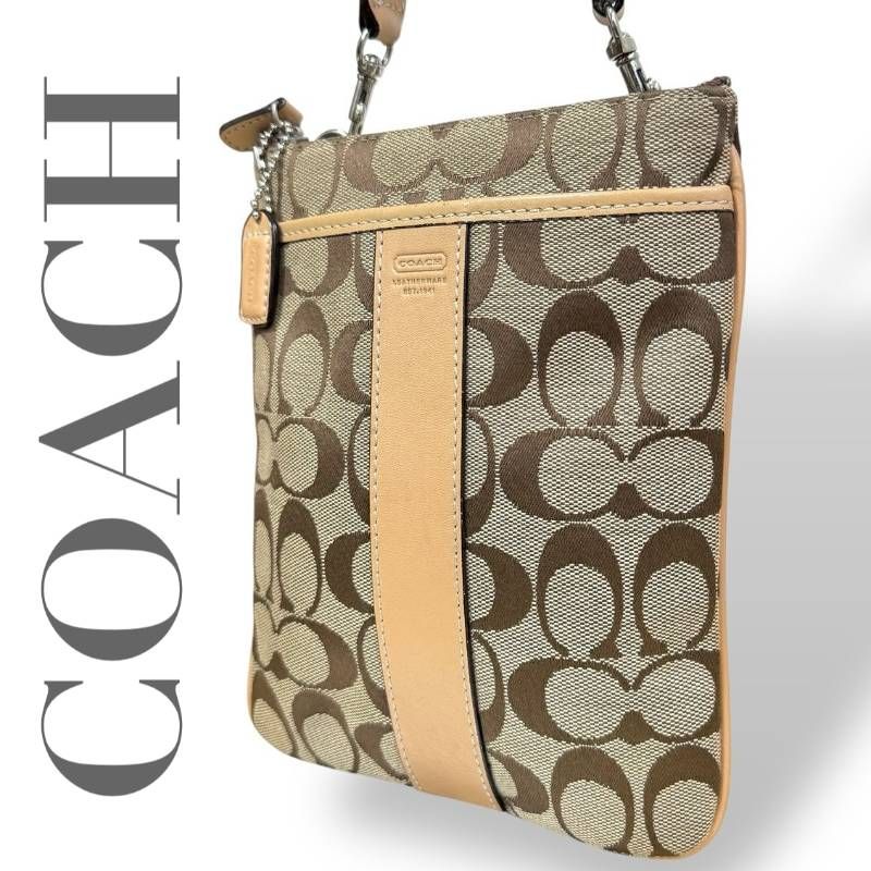 COACH コーチ☆ショルダーバッグ 斜め掛け シグネチャー ベージュ ロゴ 