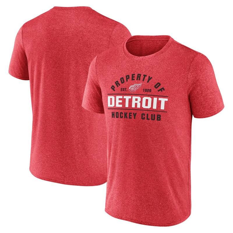 【送料無料】 ファナティクス メンズ Tシャツ トップス Mens Fanatics Heather Red Detroit Red Wings Property Of TShirt Rdw Red