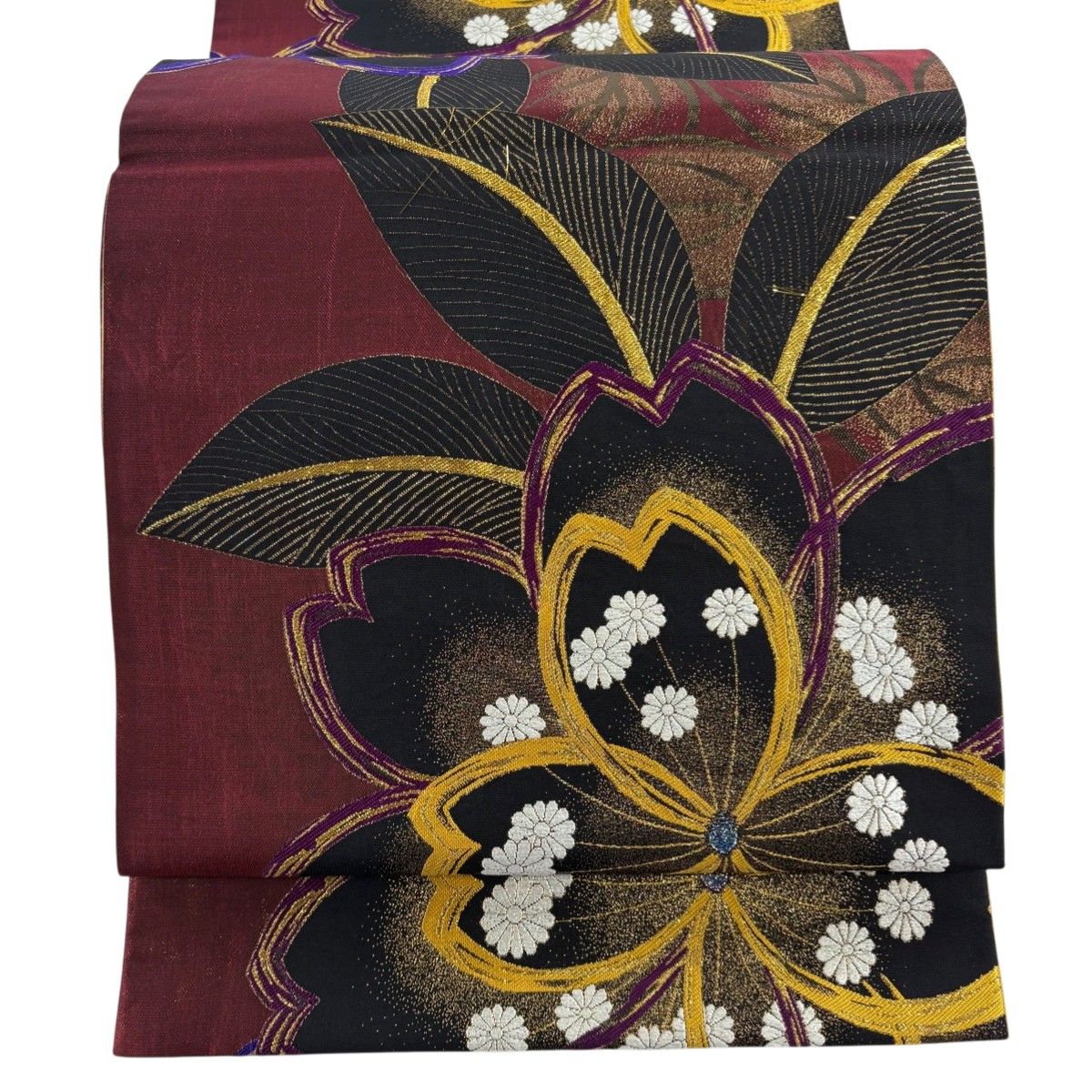 袋帯 秀品 桜 箔 茜色 六通 正絹 【中古】 - メルカリ