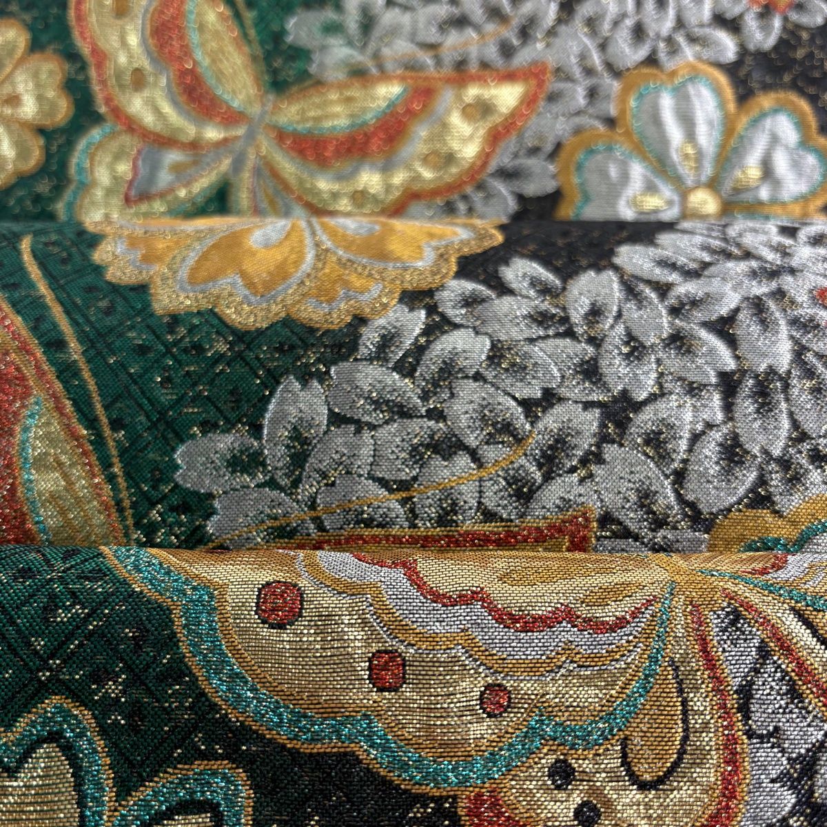 袋帯 秀品 蝶 桜 箔 緑 六通 正絹 【中古】 - メルカリ