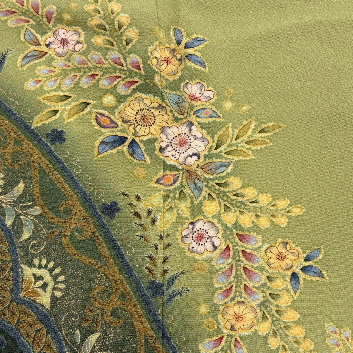 付下げ 身丈163cm 裄丈67cm M 袷 翠山工房 落款 辻が花 金彩 染め分け