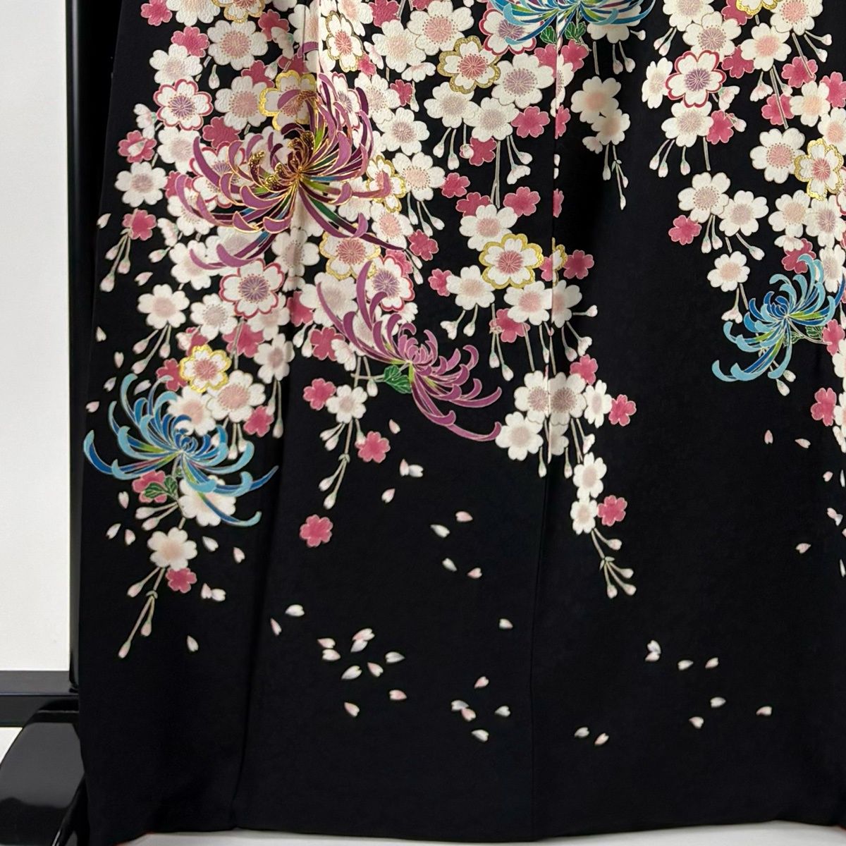 振袖 身丈169.5cm 裄丈67.5cm L 袷 袋帯フルセット 桜 乱菊 金糸 金彩