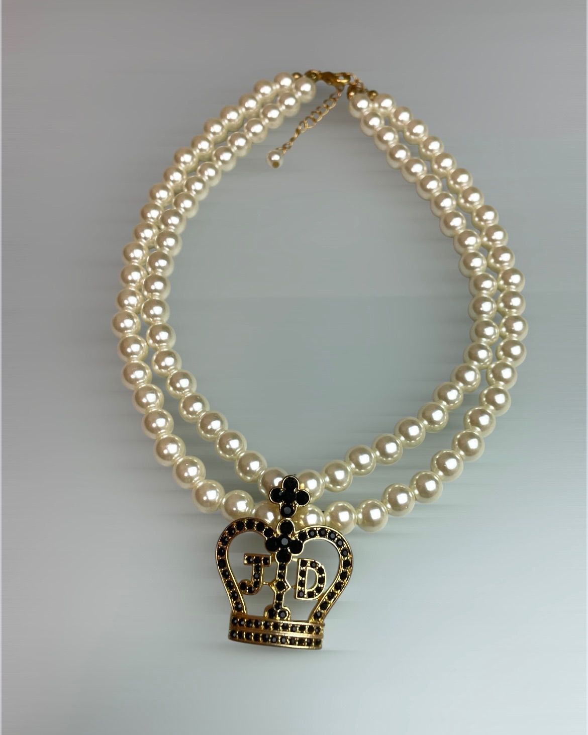 美品 【希少】JESUS DIAMANTE | 2連パール クラウンロゴネックレス