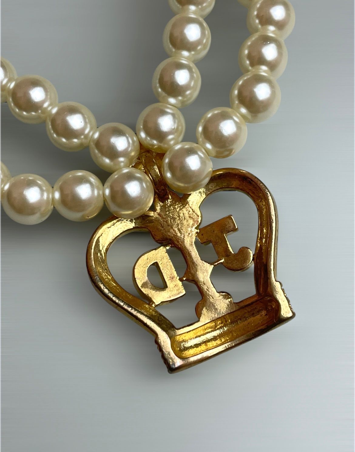 美品 【希少】JESUS DIAMANTE | 2連パール クラウンロゴネックレス