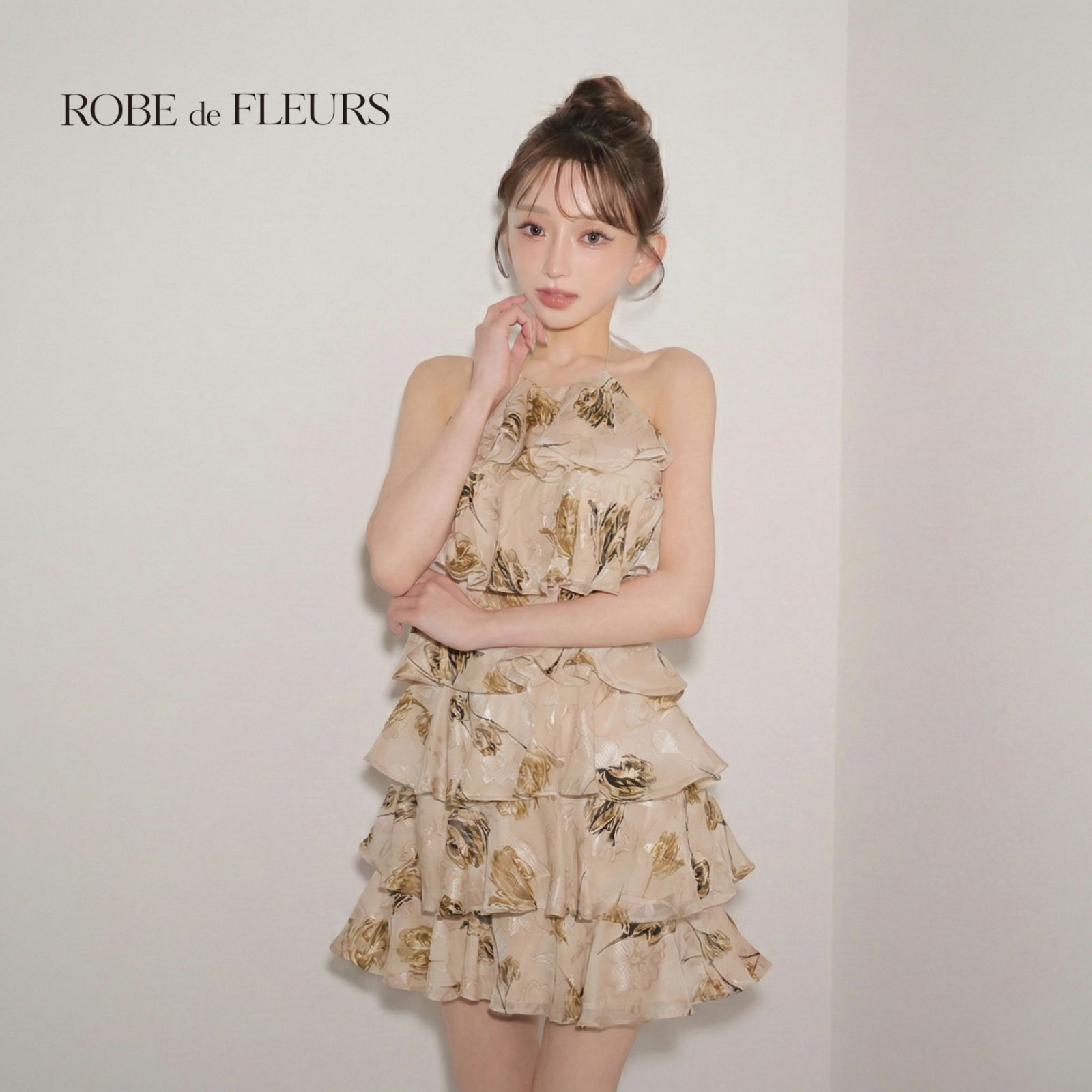ROBE de FLEURS ローブドフルール fm4503［フラワージャガードシフォン