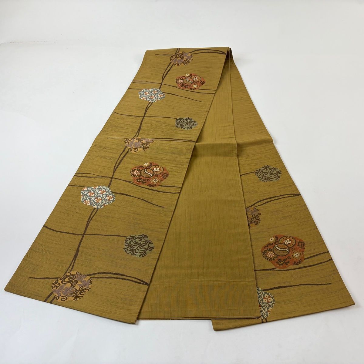 美品】 袋帯 秀品 鳥 草花 黄土色 六通 正絹 【中古】 - メルカリ