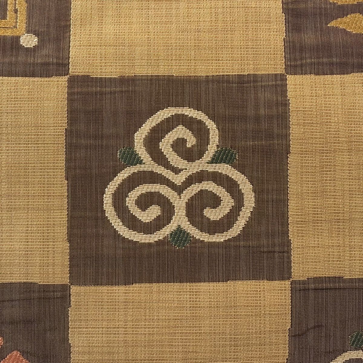 袋帯 秀品 関西仕立て 市松 草花 茶色 六通 正絹 【中古】 - メルカリ