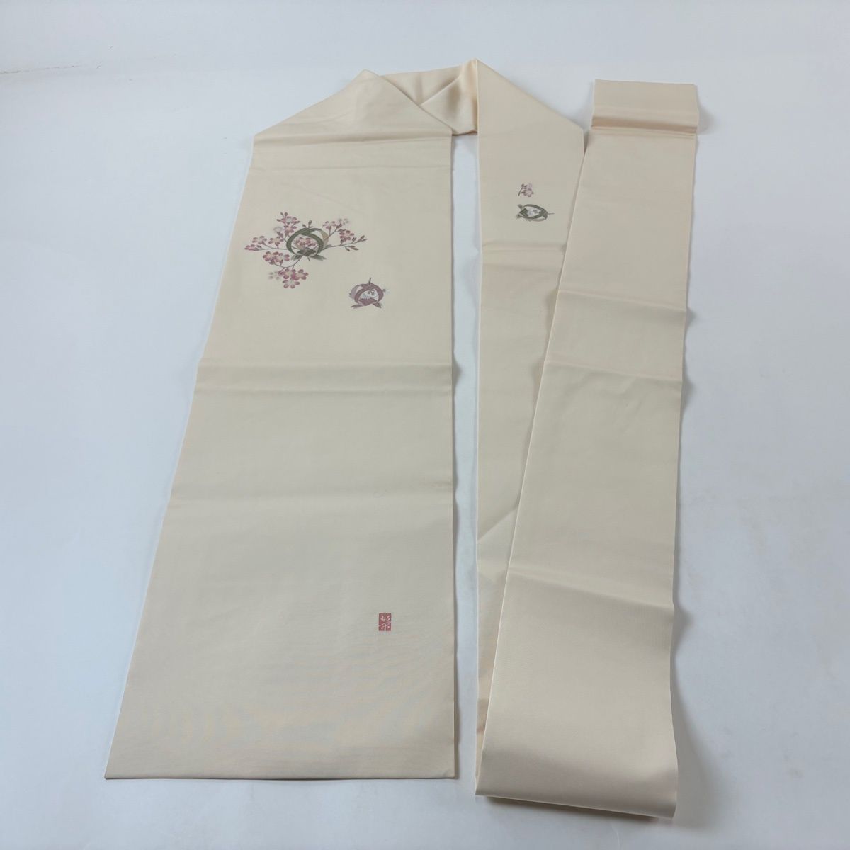 名古屋帯 秀品 落款 笹籠 枝花 ベージュ 正絹 【中古】 - メルカリ
