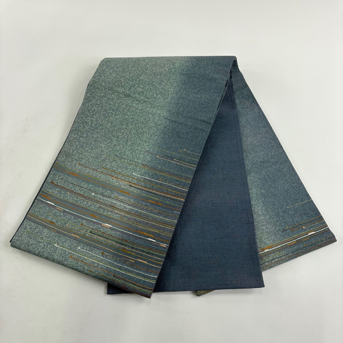 袋帯 秀品 紬地 縞 灰緑 お太鼓柄 正絹 【中古】 - メルカリ