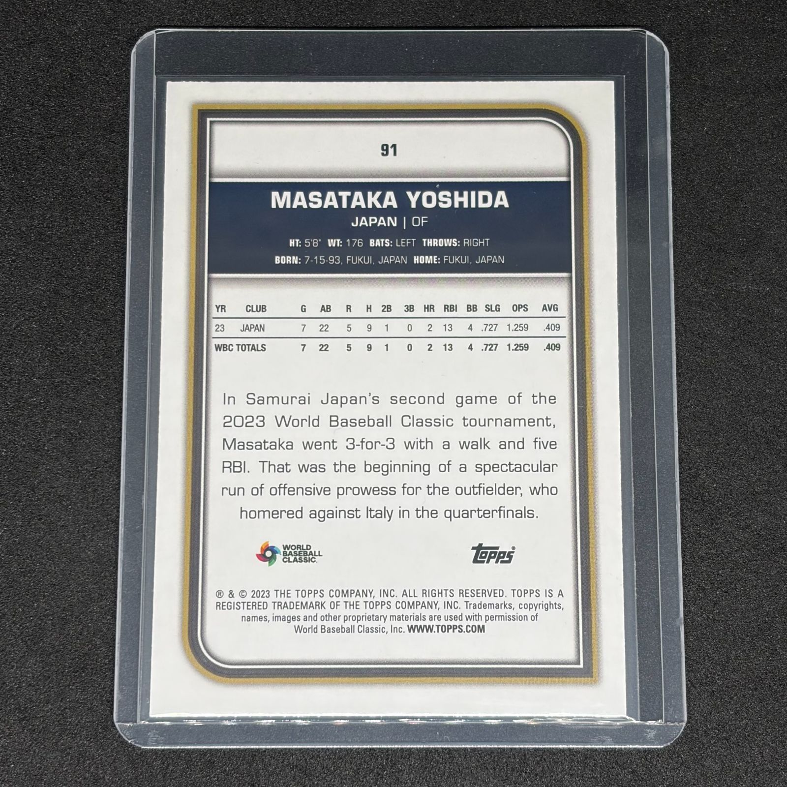 Masataka Yoshida / 吉田正尚 2023 Topps World Baseball Classic