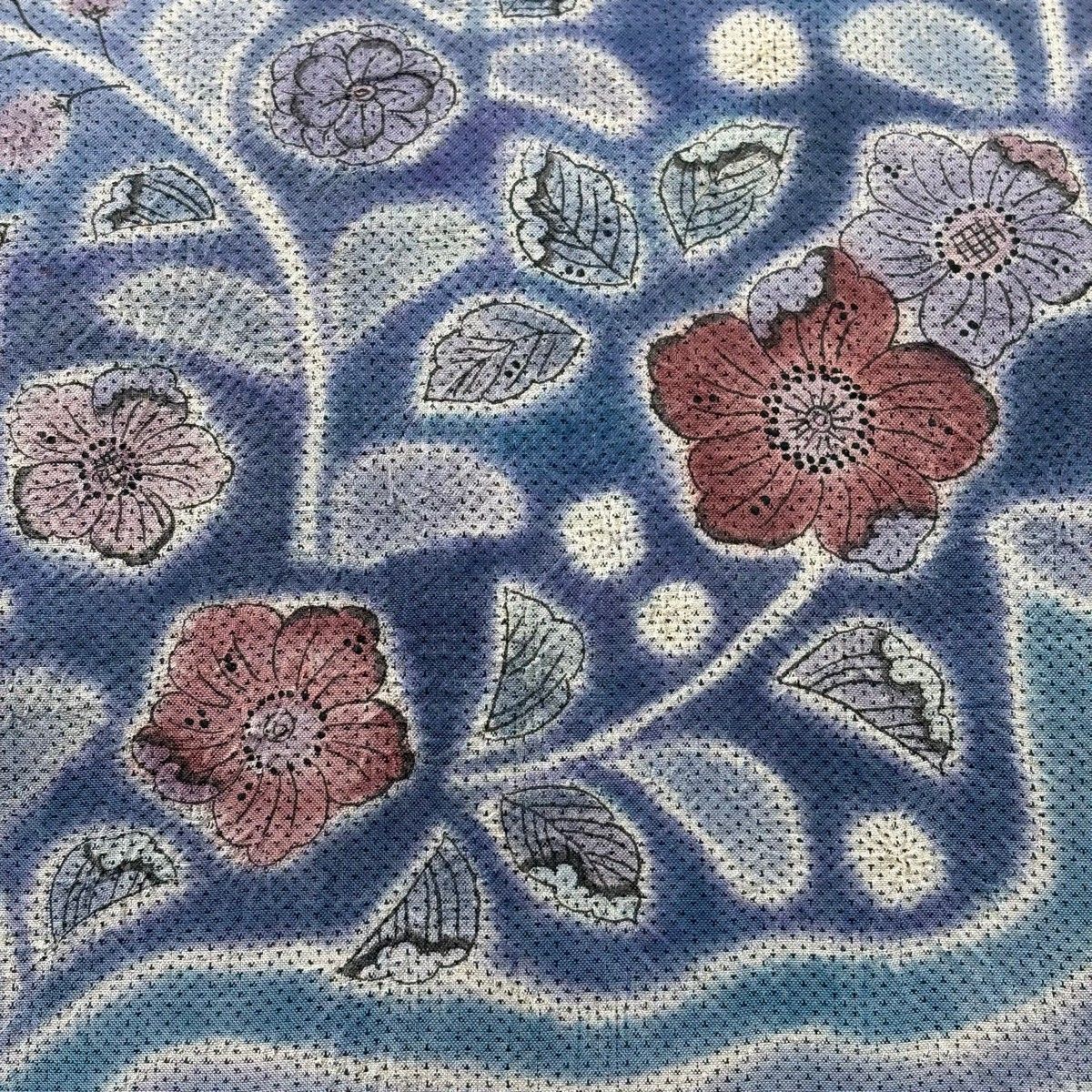 名古屋帯 秀品 紬地 辻が花柄 霞 ぼかし 青紫 正絹 【中古】 - メルカリ