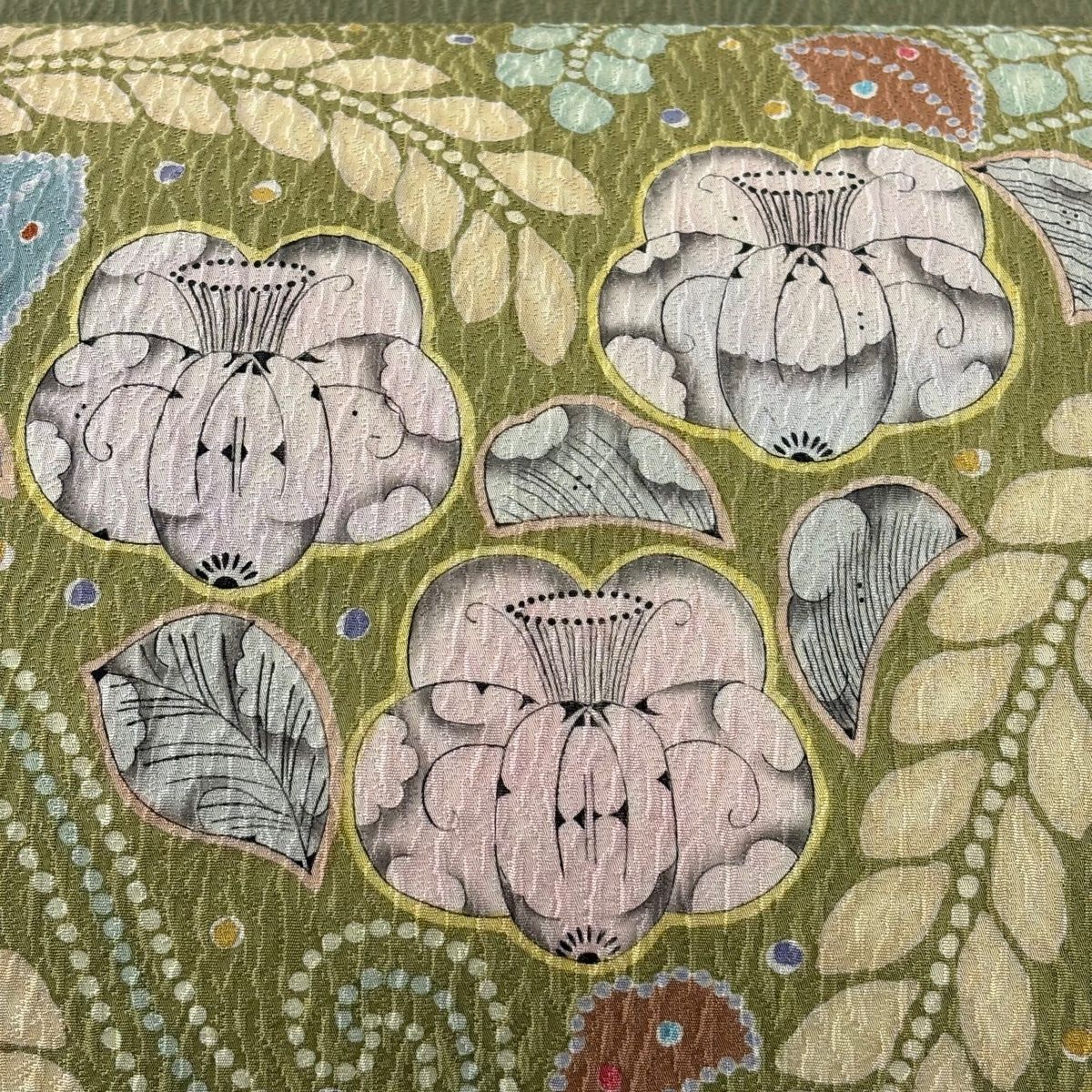 袋帯 秀品 辻が花柄 ぼかし 抹茶色 お太鼓柄 正絹 【中古】 - メルカリ