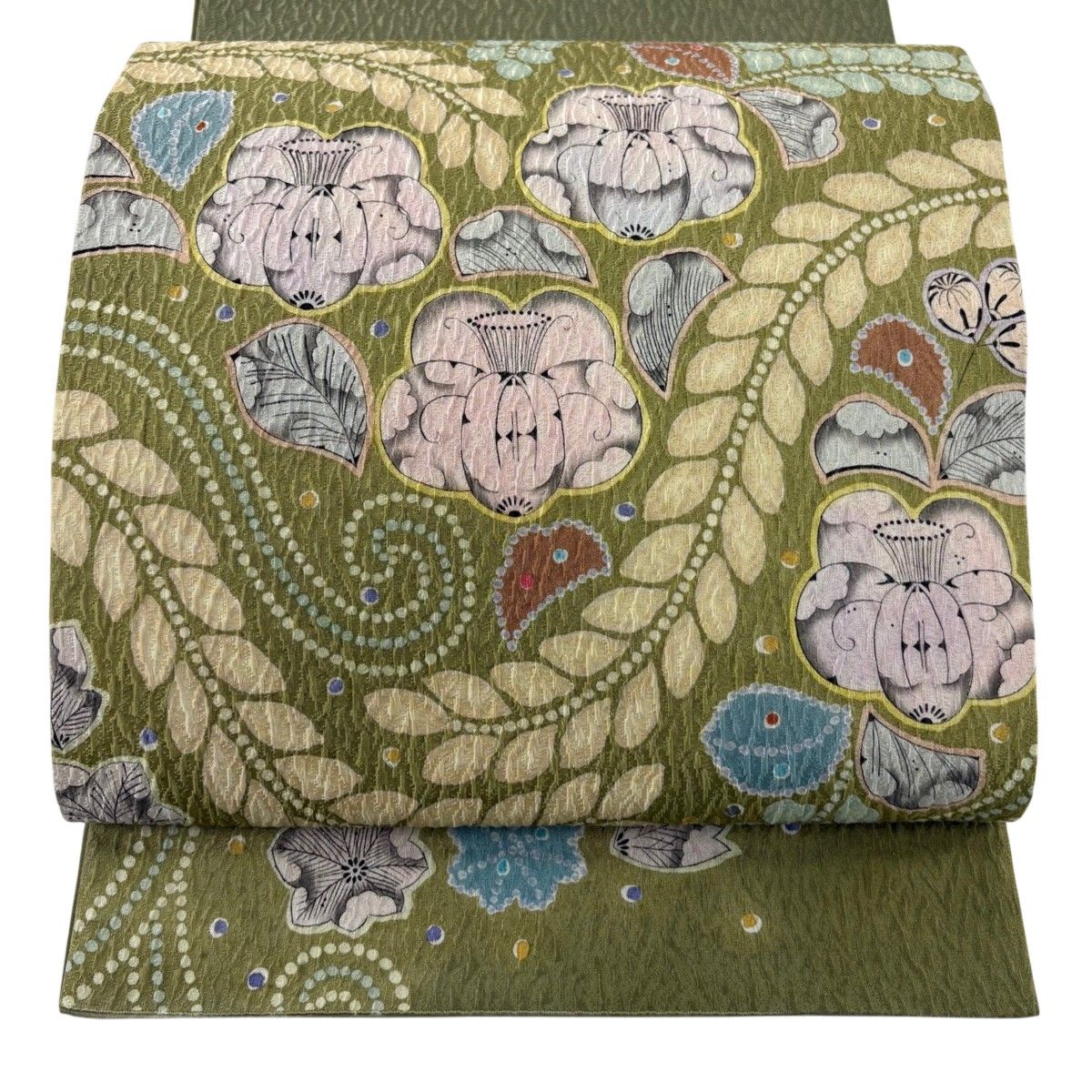 袋帯 秀品 辻が花柄 ぼかし 抹茶色 お太鼓柄 正絹 【中古】 - メルカリ