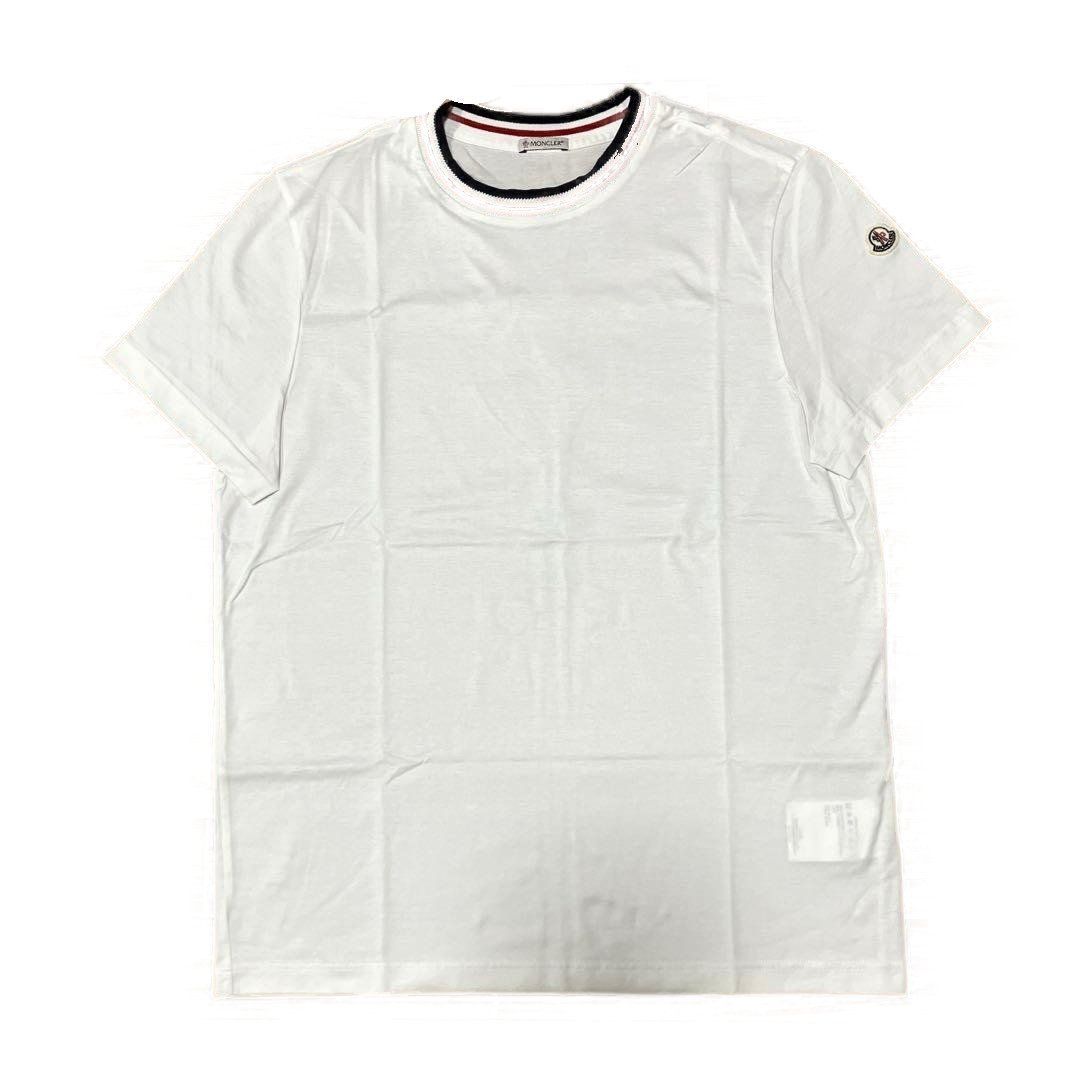 MONCLER 刺繍ロゴ トリコ色 ホワイト Tシャツ L 4S266 - メルカリ